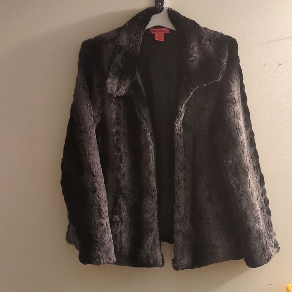 Betsey Johnson- Large, Grey, Plush Jacket